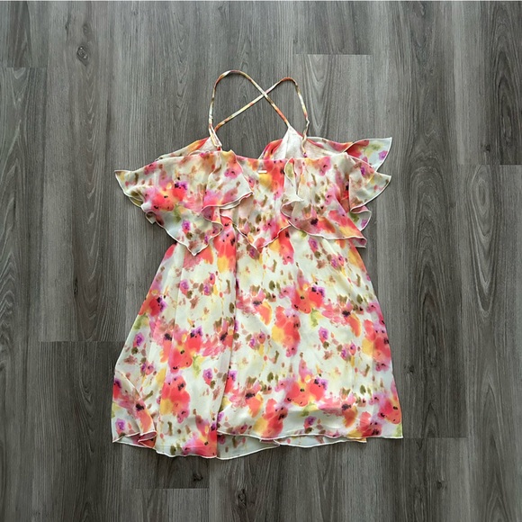 Guess Floral Slip Dress in Coral, Pink & Cream - Picture 3 of 4